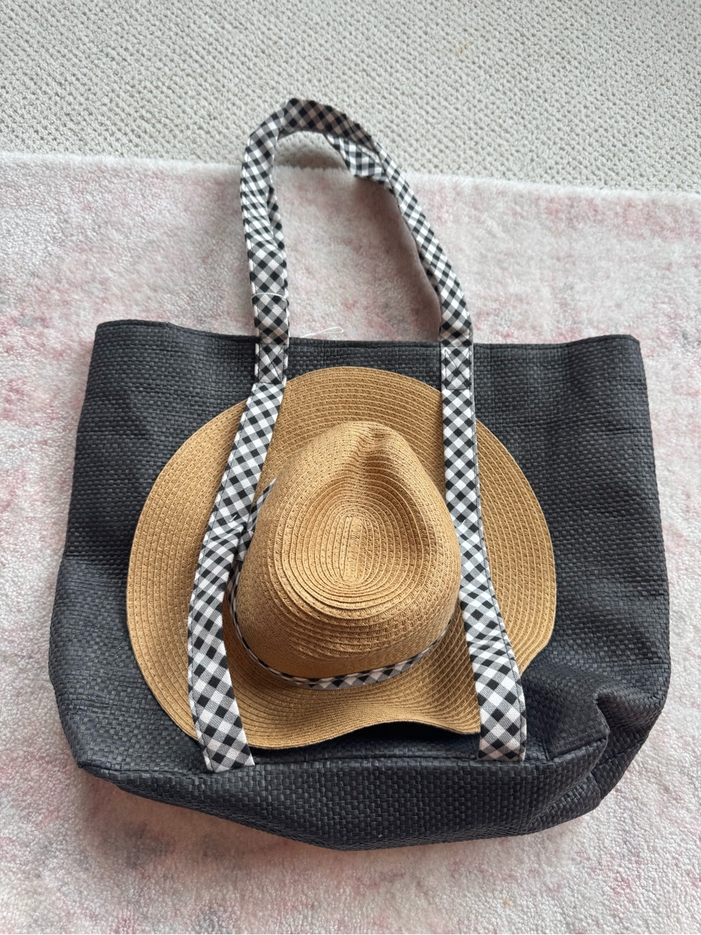 Mud Pie Black Lined Tote with Button Closure